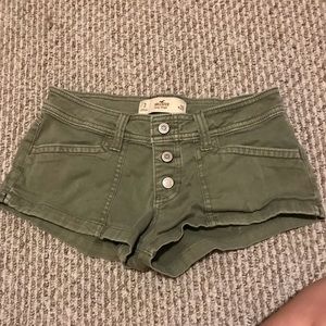hollister green denim shorts